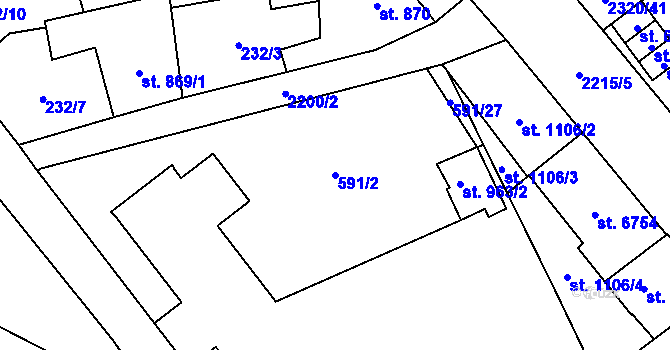 Parcela st. 591/2 v KÚ Beroun, Katastrální mapa