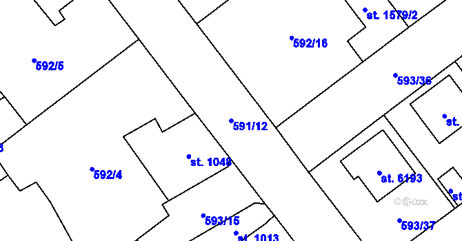 Parcela st. 591/12 v KÚ Beroun, Katastrální mapa