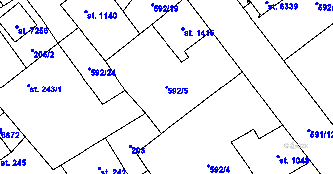 Parcela st. 592/5 v KÚ Beroun, Katastrální mapa