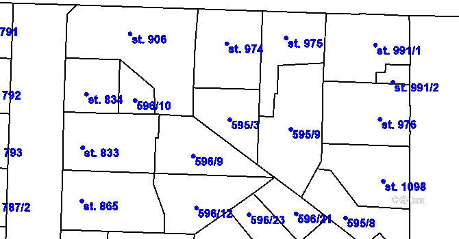 Parcela st. 595/3 v KÚ Beroun, Katastrální mapa