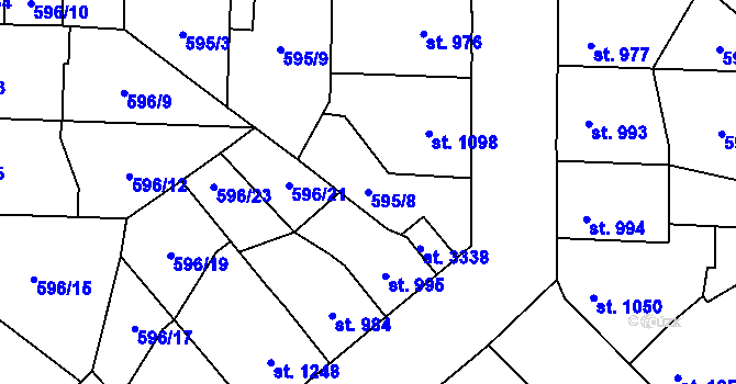 Parcela st. 595/8 v KÚ Beroun, Katastrální mapa