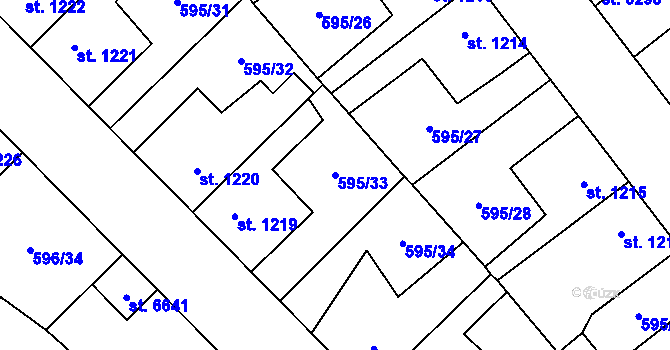 Parcela st. 595/33 v KÚ Beroun, Katastrální mapa