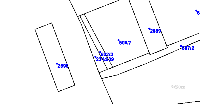 Parcela st. 602/3 v KÚ Beroun, Katastrální mapa