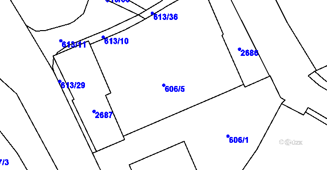 Parcela st. 606/5 v KÚ Beroun, Katastrální mapa