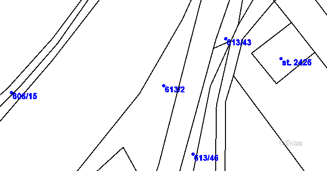 Parcela st. 613/2 v KÚ Beroun, Katastrální mapa