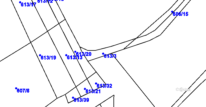 Parcela st. 613/3 v KÚ Beroun, Katastrální mapa