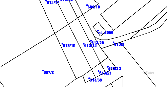 Parcela st. 613/13 v KÚ Beroun, Katastrální mapa