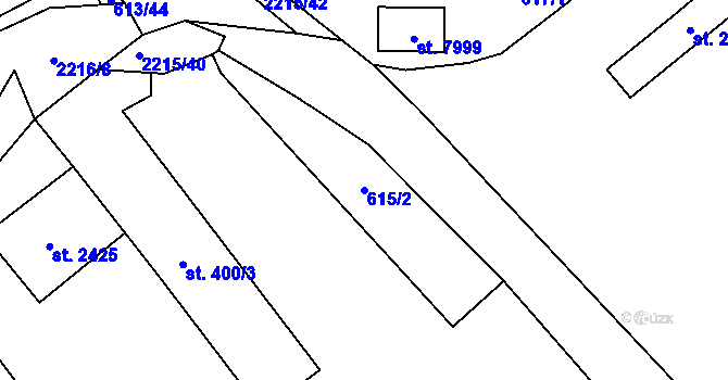 Parcela st. 615/2 v KÚ Beroun, Katastrální mapa