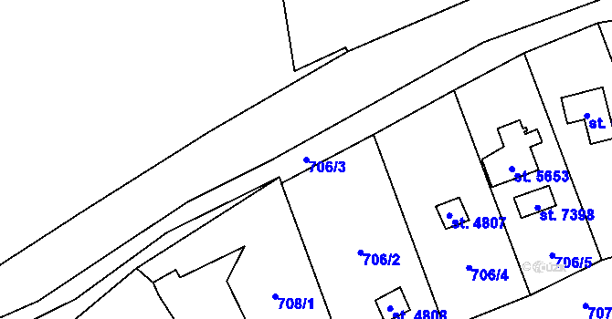 Parcela st. 706/3 v KÚ Beroun, Katastrální mapa