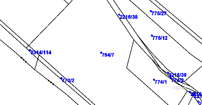Parcela st. 794/7 v KÚ Beroun, Katastrální mapa