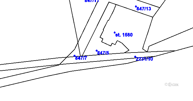 Parcela st. 847/5 v KÚ Beroun, Katastrální mapa