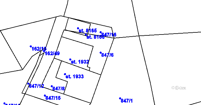 Parcela st. 847/6 v KÚ Beroun, Katastrální mapa