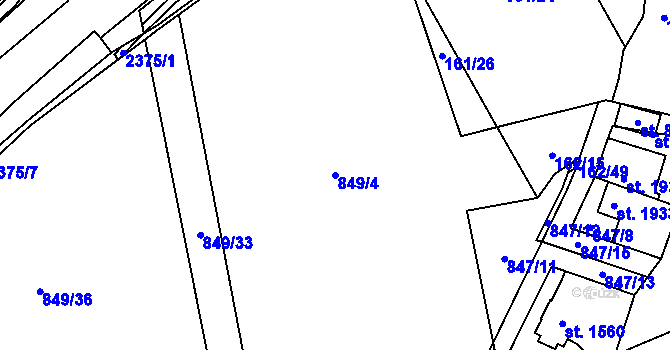 Parcela st. 849/4 v KÚ Beroun, Katastrální mapa