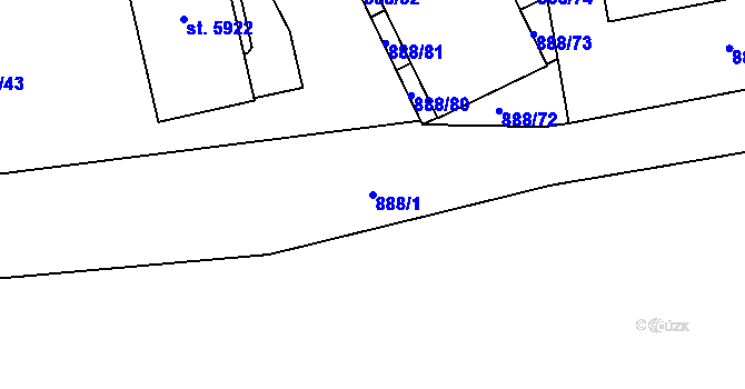 Parcela st. 888/1 v KÚ Beroun, Katastrální mapa