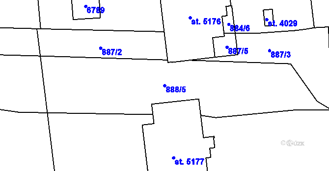 Parcela st. 888/5 v KÚ Beroun, Katastrální mapa