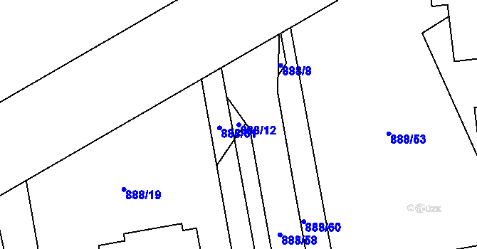 Parcela st. 888/12 v KÚ Beroun, Katastrální mapa