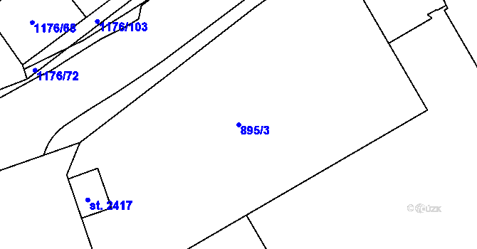 Parcela st. 895/3 v KÚ Beroun, Katastrální mapa