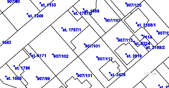 Parcela st. 907/101 v KÚ Beroun, Katastrální mapa