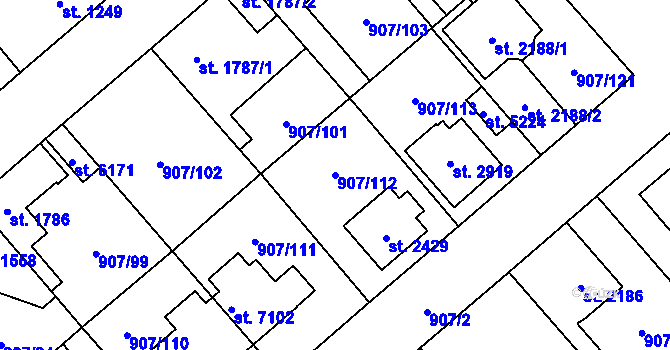 Parcela st. 907/112 v KÚ Beroun, Katastrální mapa