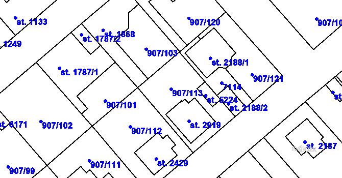 Parcela st. 907/113 v KÚ Beroun, Katastrální mapa