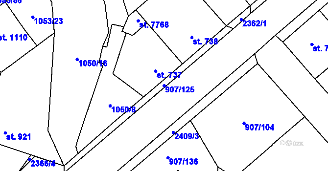 Parcela st. 907/125 v KÚ Beroun, Katastrální mapa