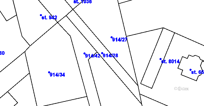 Parcela st. 914/28 v KÚ Beroun, Katastrální mapa