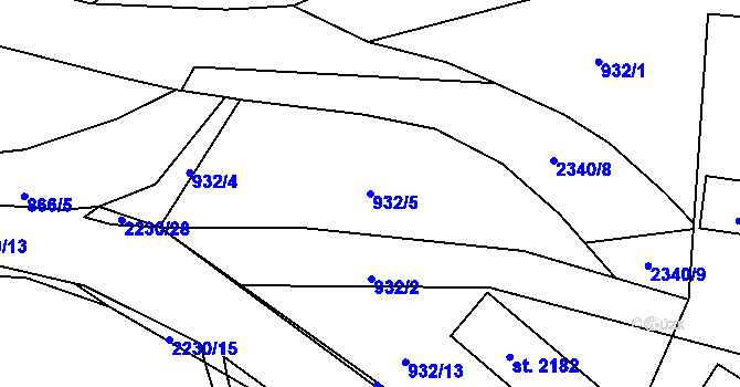 Parcela st. 932/5 v KÚ Beroun, Katastrální mapa
