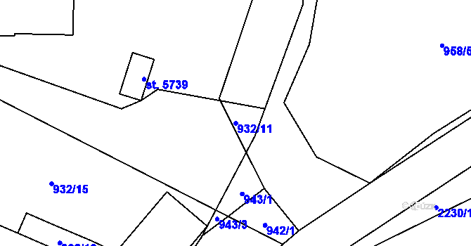 Parcela st. 932/11 v KÚ Beroun, Katastrální mapa