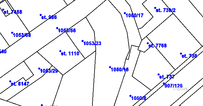 Parcela st. 1050/5 v KÚ Beroun, Katastrální mapa