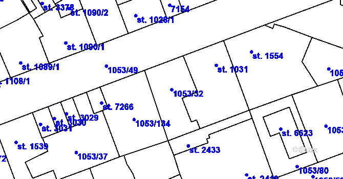 Parcela st. 1053/32 v KÚ Beroun, Katastrální mapa