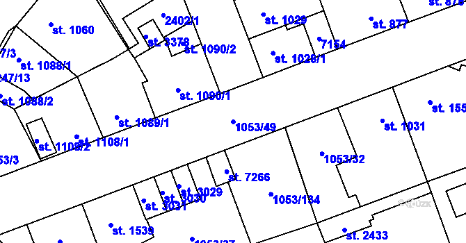 Parcela st. 1053/49 v KÚ Beroun, Katastrální mapa
