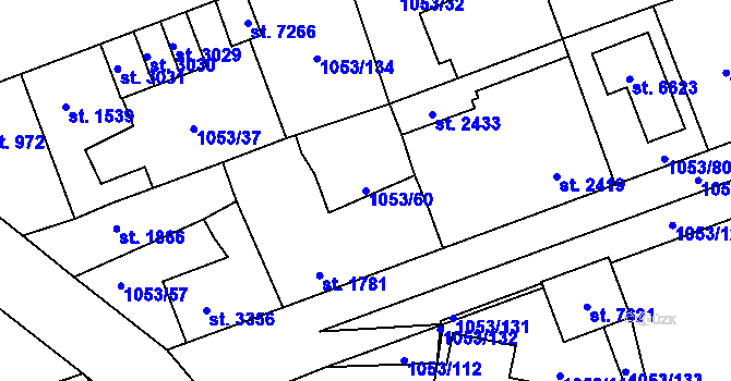 Parcela st. 1053/60 v KÚ Beroun, Katastrální mapa