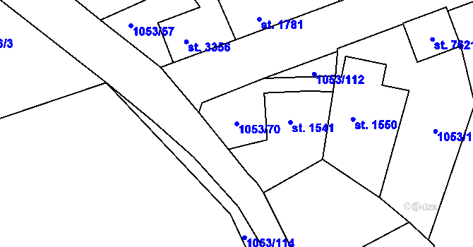 Parcela st. 1053/70 v KÚ Beroun, Katastrální mapa