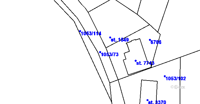 Parcela st. 1053/73 v KÚ Beroun, Katastrální mapa
