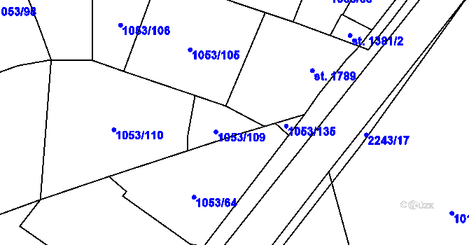Parcela st. 1053/93 v KÚ Beroun, Katastrální mapa
