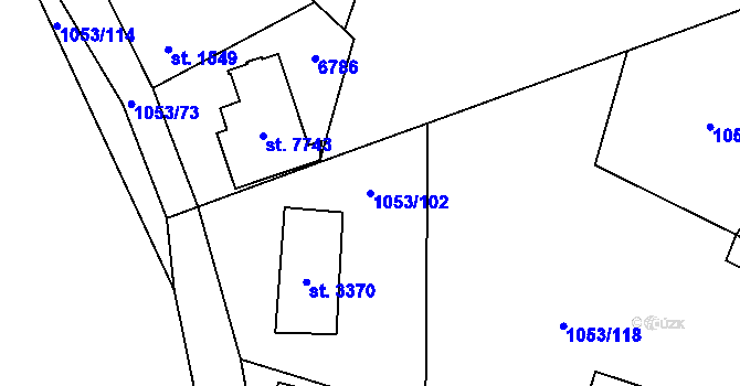 Parcela st. 1053/102 v KÚ Beroun, Katastrální mapa