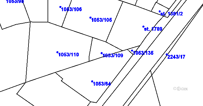 Parcela st. 1053/109 v KÚ Beroun, Katastrální mapa