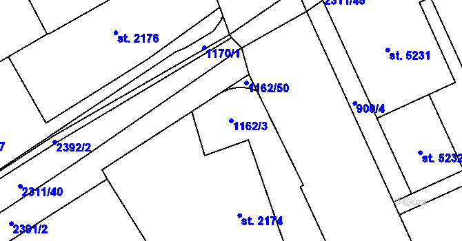 Parcela st. 1162/3 v KÚ Beroun, Katastrální mapa