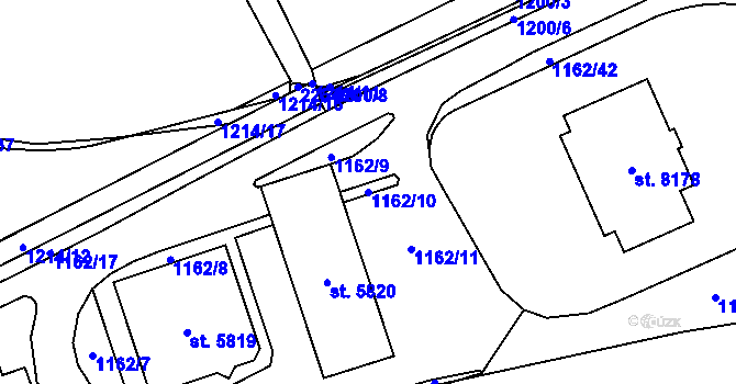 Parcela st. 1162/10 v KÚ Beroun, Katastrální mapa