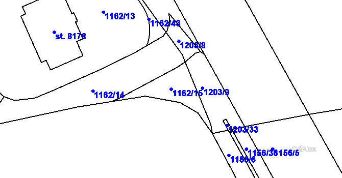 Parcela st. 1162/15 v KÚ Beroun, Katastrální mapa