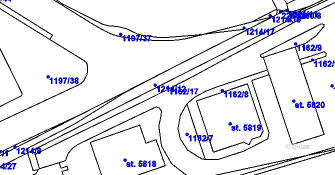 Parcela st. 1162/17 v KÚ Beroun, Katastrální mapa