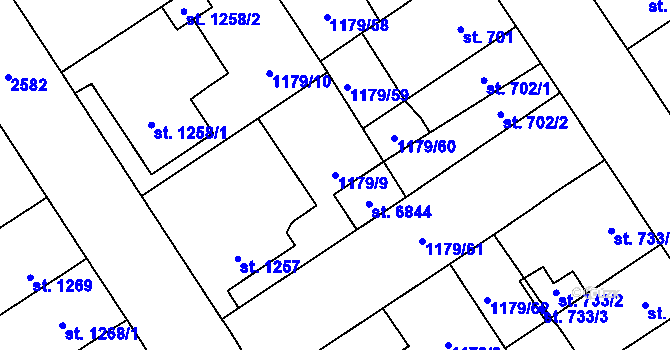 Parcela st. 1179/9 v KÚ Beroun, Katastrální mapa