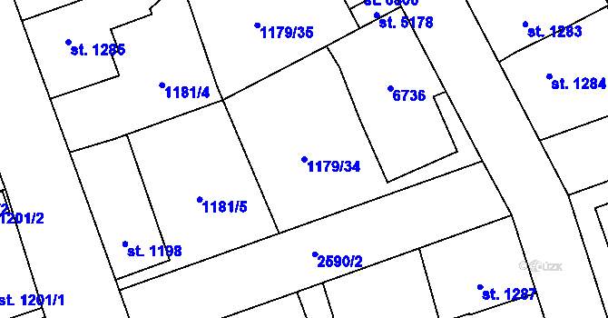 Parcela st. 1179/34 v KÚ Beroun, Katastrální mapa