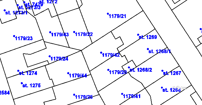 Parcela st. 1179/42 v KÚ Beroun, Katastrální mapa