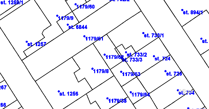 Parcela st. 1179/62 v KÚ Beroun, Katastrální mapa