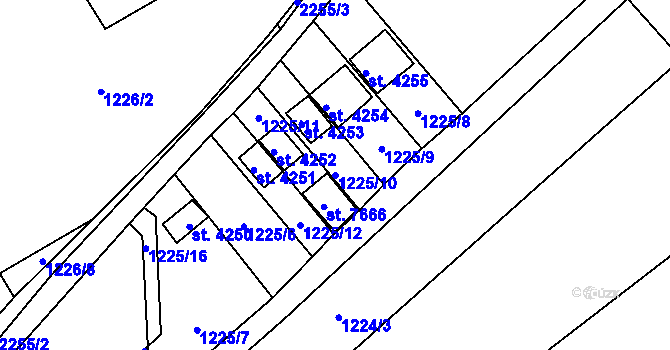 Parcela st. 1225/10 v KÚ Beroun, Katastrální mapa