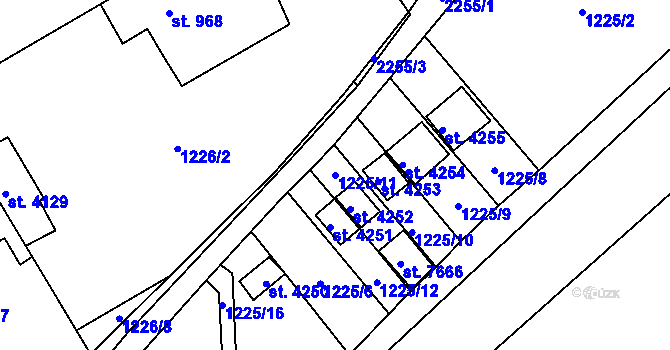 Parcela st. 1225/11 v KÚ Beroun, Katastrální mapa