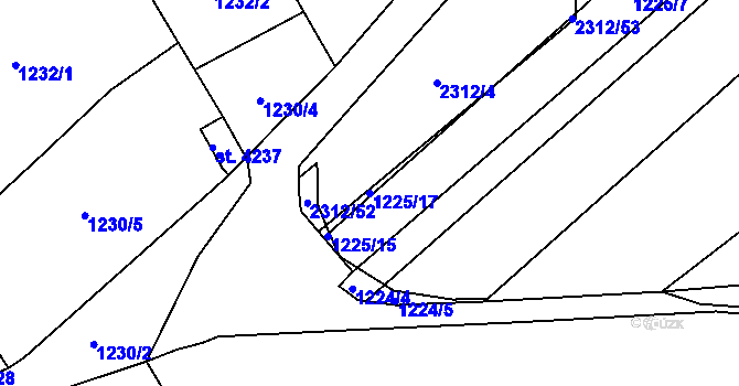 Parcela st. 1225/17 v KÚ Beroun, Katastrální mapa