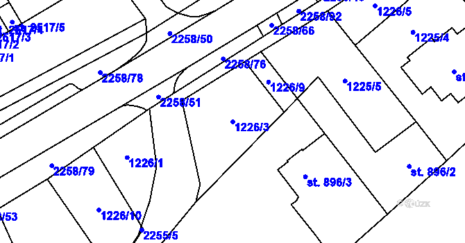 Parcela st. 1226/3 v KÚ Beroun, Katastrální mapa