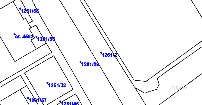 Parcela st. 1261/2 v KÚ Beroun, Katastrální mapa